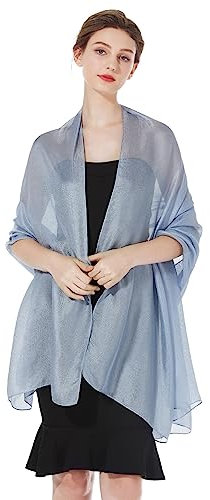 BEAUTELICATE Scialle Sciarpe Elegante per Donna Cerimonia Stola Coprispalle Mantello Molle per Nozze Estivo Vestito da Sposa Festa Polvere-blu, Taglia unica