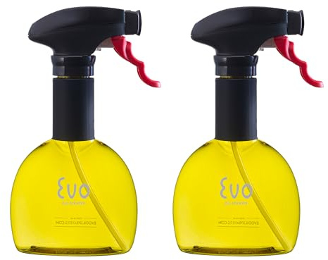 Evo Oil Sprayer Minis, Non-Aerosol for Olive, Cooking Oils, and Vinegars, Yellow, 8-Ounce Capacity, Set of 2