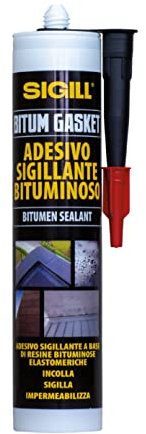 Sigill - Bitum Gasket, 300 ml, Adesivo Sigillante Elastoplastico Impermeabilizzante per Riparazioni su Membrane Bituminose, Flessibile anche su Superfici Bagnate, Aderisce a Cemento, Tegole e Lamiere