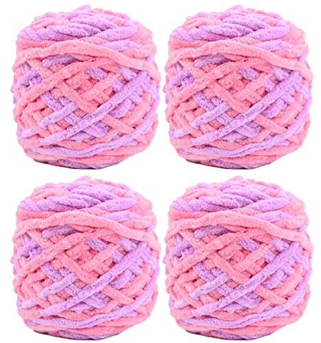 TSLBW Filato di Lana per Maglieria 4 x 100 g Filato per Maglieria per Uncinetto, Morbido Filato Grosso per Progetti di Filati Realizzazione di Palline di Peluche Maglioni Scarpe Cappelli