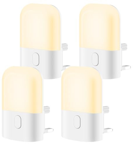 Night Light Plug in Wall Dusk to Dawn Photocell Sensor Dimmable Baby Night Light 3 Levels of Brightness Nightlight 2700K Warm White Plug in Lights for Hallway Kids Stairs Nursery