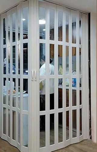 Porte pliante en plastique PVC en forme de L pour cabine de douche, cuisine, buanderie, solution gain de place