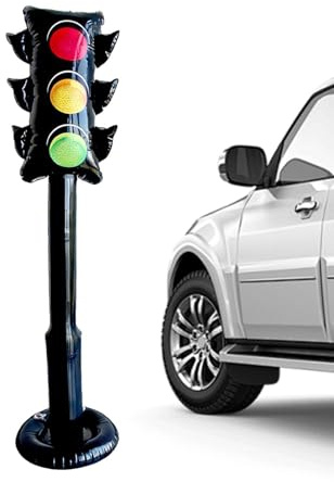 Decoración de globo de tráfico - 57.09 pulgadas, decoraciones para de carreras | Decoración inflable de semáforo, bola de pie de PVC de 145 cm con base estable y para de año