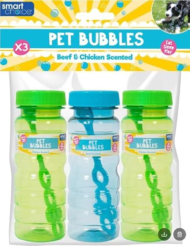 Earth and Wear Dog Bubbles Flavoured Beef and Chicken Pet Safe Non-Toxic Bubble Solution for Dogs & Cats Interactive Bubble Toy with Wand Boredom Busting Enrichment Toy for Puppies & Dogs 250ml