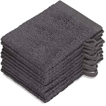 NatureMark NM-HT0833 Frottier Waschhandschuhe, 10-er Pack, 15 x 21 cm, 100% Baumwolle, Graphit