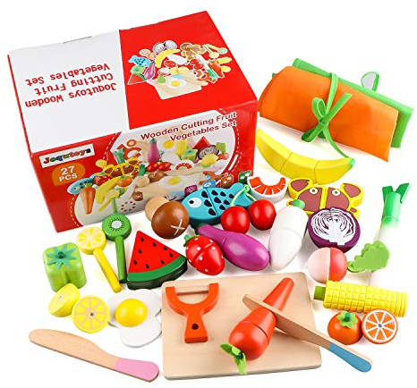 Jacootoys Frutta e Verdura Giocattolo Cucina Magnetico Legno Giocattoli di Simulazione Educativi Prescolare Gioca a Cibo per Bambini Ragazzi Ragazze