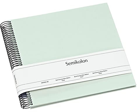 Semikolon 364028 Spiral Album Economy Medium - 23x22,3 cm - Fotoalbum, 40 Seiten cremeweiß, Fotobuch, moss pastell-grün