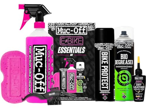 Muc Off eBike Essentials Kit - Bike Cleaning Kit, Bike Maintenance Kit for Electric Bikes - Includes Bike Wash and Bike Chain Lube