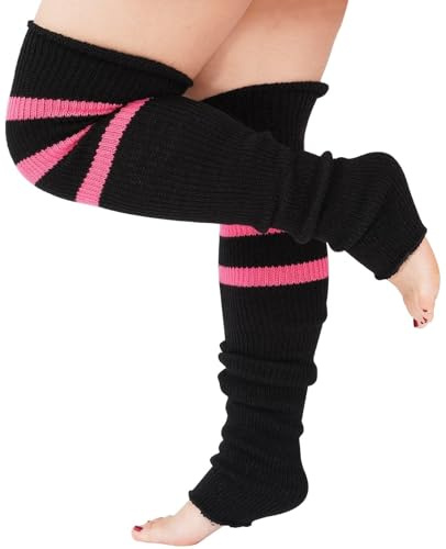 Moon Wood Stulpen Damen Lange Gestrickt Beinstulpen Beinwärmer Overknees Stiefel Socken Leg Warmers mit Garter Große Größe