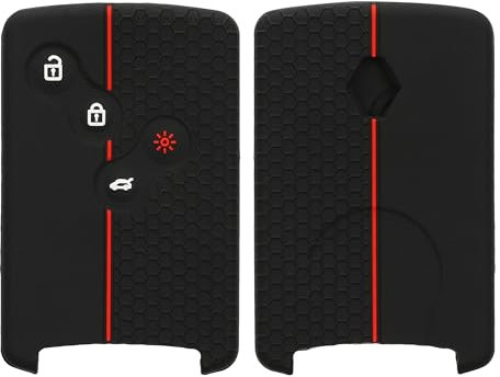 kwmobile Autoschlüssel Schutzhülle kompatibel mit Renault 4-Tasten Autoschlüssel Karte (nur Keyless Go) Hülle - Schlüsselhülle aus Silikon - in Schwarz Rot