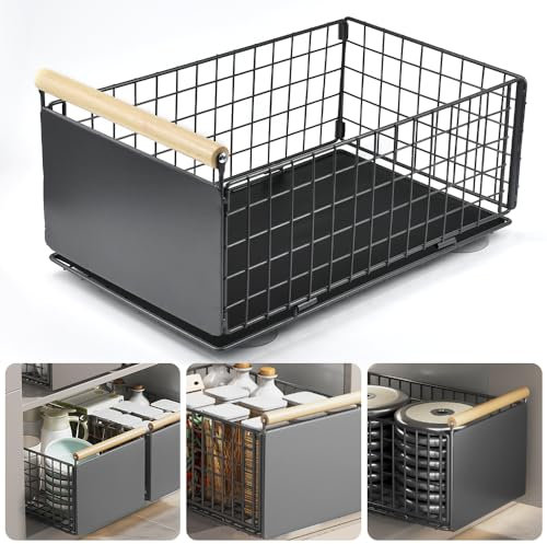 YBCCBY Teleskopschublade Ausziehbare Schublade Faltbare Ausziehschublade Erweiterbar Küchenschublade mit Griff Telescopic Drawer Auszug Küchenschrank Schrankauszug für Küche(39.5*23.5*19.5cm)