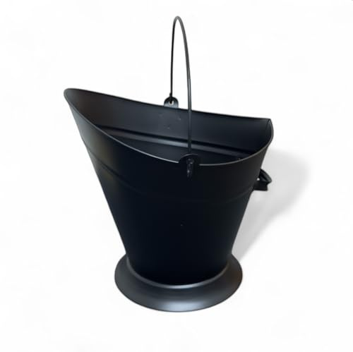 Large Heavy Duty Metal Fire Waterloo Bucket Fire Place Side Hod Scuttle Coal Fuel Ash Wood Log Storage BLACK