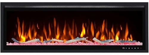 DUPI Chimenea Eléctrica 60 Nero Pro Lumina | 3 en 1 con Calefacción | Efecto Llama 3D Panorámica | 12 Colores Llama | Control Remoto | 152x43,5x15 cm (Negro, 60 Pulgadas)