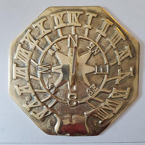 garden ornaments and accessories Large Octagonal Brass Sundial Plain 280mm
