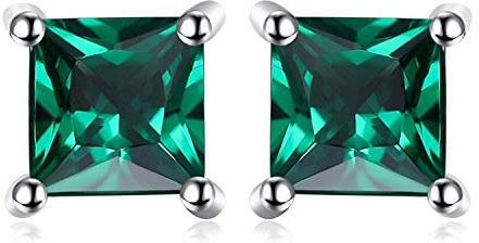JewelryPalace Quadrat Schliff 0.6ct Simulierter Smaragd Ohrstecker Silber 925 Damen, Grün Schmuck Set, Ohrringe Silber Edelstein Mädchen, Ohrstecker Silber klein mit Stein Frauen