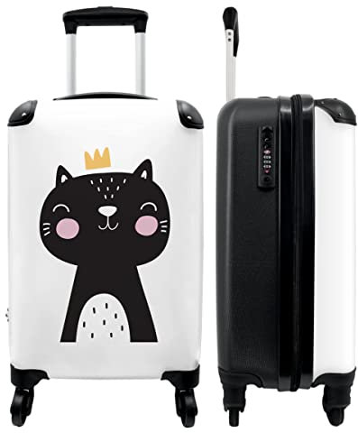 NoBoringSuitcases.com Maleta - Gato - Corona - Niños - Ilustración - 35x55x20 - Equipaje de Cabina