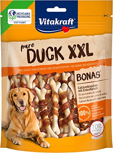 Vitakraft anka kött remsor XXL, hundmellanmål med magert ankkött, i återförslutningsbar XXL-påse, (1 x 250 g)