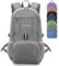 ZOMAKE Bag Faltbarer Rucksäcke 25L Kleiner - Daypack Faltbar für Damen Herren,Leichter Rucksack für Reisen Wandern Sport und Fahrrad(Grau)