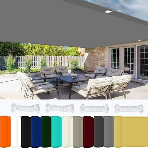 Markisenstoff 1.2 x 2 m 98% UV Schutz Zaunblende Sichtschutz mit Ösen Und Kordel Reißfest für Garten Balkon Terrasse Camping, Hellgrau