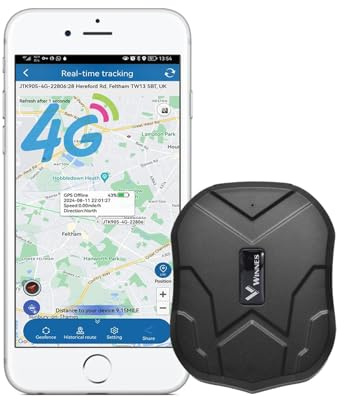 Tracker GPS Winnes Traceur GPS Voiture 4G LTE Distance Illimitée Suivi en Temps Réel Distance Infinie Aimant Intégré Étanche Gérer Plusieurs Tracker Simultanément Alarme Mobile Traqueur Portable TK905