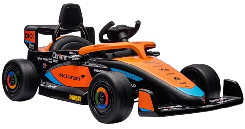 AIYAPLAY 12V Macchina Elettrica per Bambini 3-5 Anni con Licenza McLaren, Macchinina Elettrica con Sospensione, Telecomando, Musica, MP3 e Clacson, in PP e Acciaio Inox, 115x67x50 cm, Arancione
