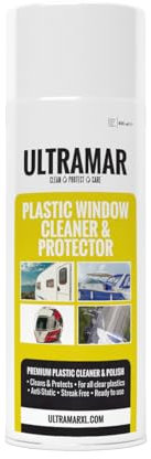 Ultramar - Plastic Window Cleaner & Protector - 400ml - Regenabweiser und Reiniger für Kunststoffscheiben, Camperfenster, Helmvisier und Bootscheibe - Scheibenreiniger und Nano Versiegelung