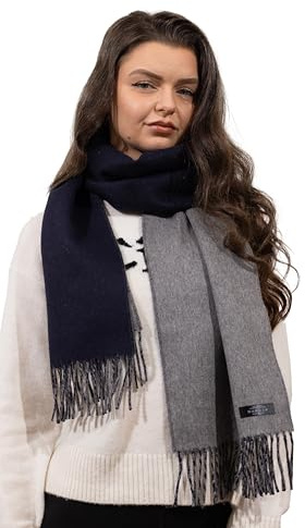 Sella Products 100 % kashmirhalsduk | Tillverkad i Skottland | Kashmirhalsduk kvinnor | Kashmirhalsduk för män | Kashmirhalsduk ., Blå och grå, en storlek