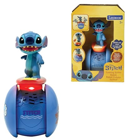 Lexibook, Disney Stitch, Le Robot Stitch Surfeur Interactif - Équilibre Permanent, Effets Lumineux et Sonores, Jouet Portable avec Capteurs Réactifs, Bleu, ROB01D
