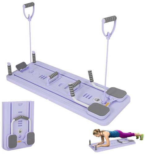 Multifunktional Bauchtrainer Bauchroller Board,Tragbarer Pilates Set für zuhause mit Auto-Rebound, Widerstandsbändern, Kniepolster, Timer, Multifunktionales Core& Abs Ganzkörpertrainer