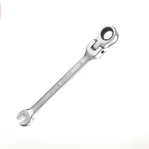 InYoHui Combination Wrenches, 17mm 72-Tooth Flexible Head Ratcheting Spanner CR-V Forged Spanner Chrome Vanadium Steel Ratchet Wrench Precision Gear 180° Pivot Head