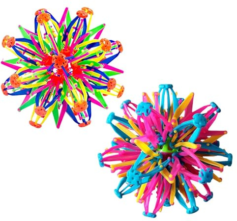 2 PCS Balle Extensible Respiration, Boule Anti Stress Enfant Multicolore Magique, Balle Sensorielle Autiste Tdah, Jouet Sensoriel Anti-Stress avec Activités d'apprentissage Préscolaire
