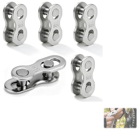 Nevoluxer 5 pares Eslabones Bloqueo Cadena, Candado de Cadena de Liberación Rápida para Bicicleta de 12 Velocidades, Fácil Instalación para Mantenimiento y Reparaciones de Emergencia