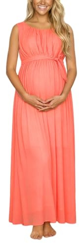 Robe de grossesse élégante sans manches à col rond avec panneaux contrastés - Confortable - Grande taille