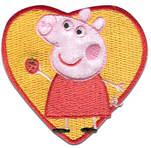 Aufnäher/Bügelbild - Peppa Wutz 'Herz' - gelb - 6,5 x 6,3 cm - by Entertainment One © Patch Aufbügler Applikationen zum aufbügeln Applikation Patches Flicken