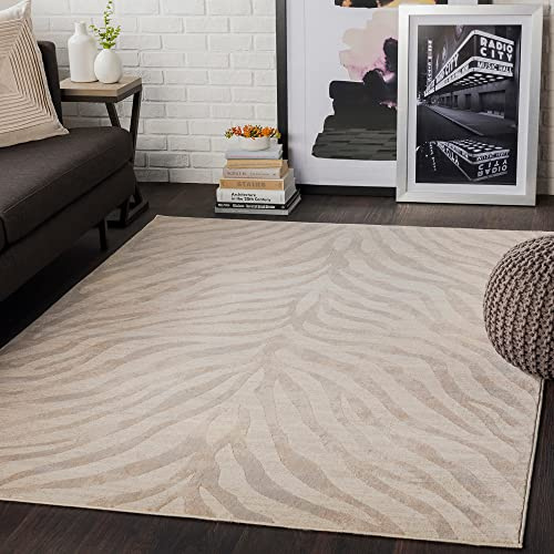 Livabliss Luanda Wohnzimmer Boho, großer Schlafzimmer 160x220 cm - e für Esszimmer mit geometrischem Muster, Skandinavischer Wohnzimmer modern in Hellgrau und Beige
