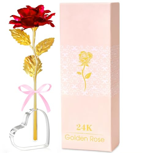 Mothers Day Mom Gifts for Women Grandma, Artificial Forever Birthday Flowers Galaxy Glass Eternal Roses with Heart Shaped Crystal Vase, Mother's Day Anniversary Wedding Rose Gifts for Wife Sister