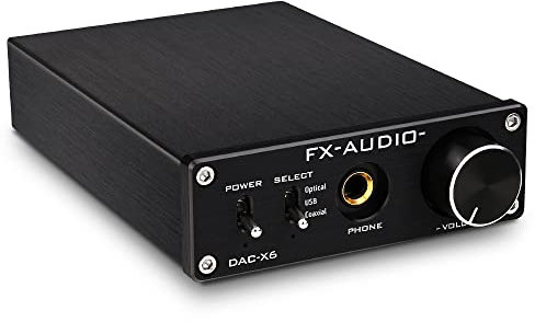 FX-AUDIO- DAC-X6 Mini DAC Headphone Amplifier, USB Coaxial Optical Input, RCA/AUX Output, HiFi 2.0 Digital Audio Desktop Decoder Headphone Amp for Home Theater, Support up to 24bit/192kHz Black