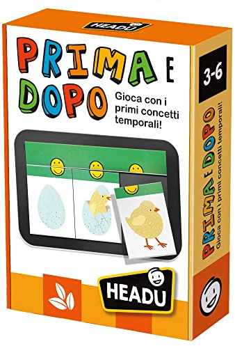 HEADU - Prima e Dopo! - Gioca con i Primi Concetti Temporali | Gioco Educativo 3 4 5 6 Anni, Sequenze Temporali Bambini, Giochi Logici e Narrativi, Tombola Educativa, Made in Italy