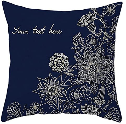 Homxi Couchkissen 45 x 45,Polyester Kissenbezüge Dekokissen Blumenmuster Outdoor Dekokissen Set Dunkelblau