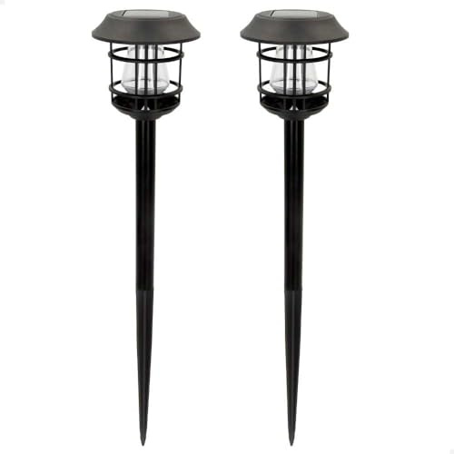 AKTIVE 61557, Pack de 2 Balizas exterior solares, Luz continua entre 6 y 8 horas, de 8 lumen, Impermeable, farolas solares, luces solares led exterior, Estacas de luz solar led para exterior