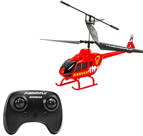 ODS - RADIOFLY, Kansas, Elicottero Giocattolo Radiocomandato per Bambini, 4 Funzioni, Luce Led e Ricarica USB, Lunghezza 21 cm, +8 Anni