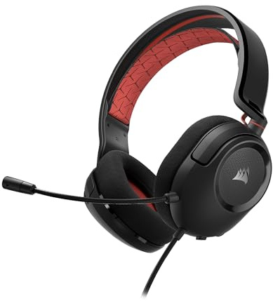 Corsair HS35 v2 Multiplatform Wired Gaming Headset – Flexible Omni-Directional Microphone – Universal 3.5mm Connection – PC, Mac, PS5, PS4, Xbox, Nintendo Switch, Mobile – Red