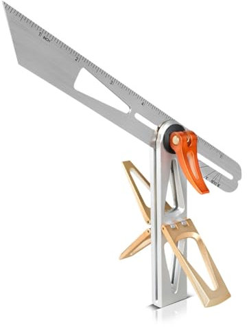 STAHLWERK Bisel con tope Bisel angular | escuadra combinada | escuadra multifuncional | escuadra de carpintero | galga de moldurar | galga de biselar | regla angular para medir, trazar, marcar y