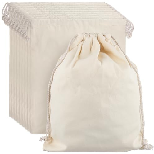 MUKSEUT Lot de 10 sacs en toile avec cordon de serrage - 40 x 34 cm - Sacs de rangement pour chaussures - Sac cadeau pour bonbons, fêtes, festivals
