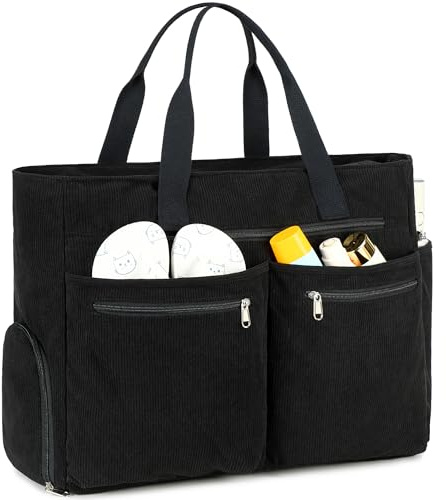 Bolsa de Playa XXL, Grande Beach Bag con Compartimento para Zapatos, Impermeable, Resistente a la Arena, para fin de Semana, Plegable, Ultraligera, con Cremallera, para Vacaciones (Negro-Pana)