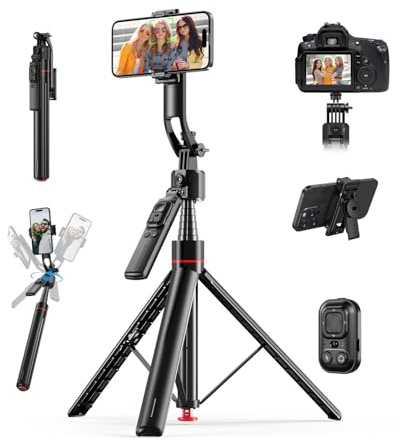 Auto Face Tracking Stativ von MMOBIEL – Selfie Stick mit 360° AI Gesichtsverfolgung, Gestensteuerung, Bluetooth 5.4 & Fernbedienung – 1,76m Ausziehbar, Pop-Up Stativ für iPhone, Android, GoPro, Kamera