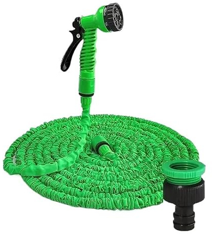 Manguera Jardin Pistola de agua 2 piezas, 7 funciones pulverización, manguera expandible for el hogar, lavado autos a alta presión(50ft)