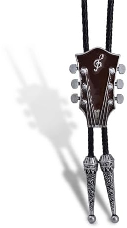 BOGEEL Bolotie - Collana con ciondolo a forma di chitarra, stile western, intrecciata, in finta pelle, con corda