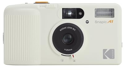 KODAK Snapic A1 35mm Film Camera, 35mm, Reusable, 2-Zone Focus, Lightweight, Compact (Ivory White) (Film & AAA Battery are not Included)