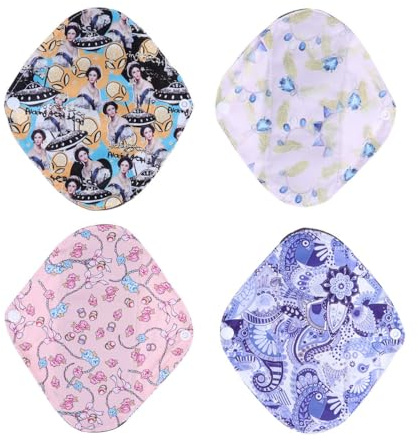 HONMEET 4 piezas Compresas Menstruales Reutilizables Bambú Toallas Sanitarias Lavables Hipoalergénicas para Mujer Suaves y Duraderas Protección Cómoda para Cuidado Femenino